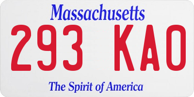 MA license plate 293KA0