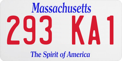 MA license plate 293KA1