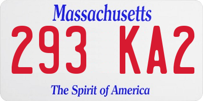 MA license plate 293KA2