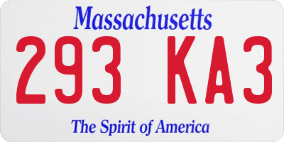 MA license plate 293KA3