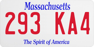 MA license plate 293KA4