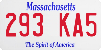 MA license plate 293KA5