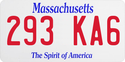 MA license plate 293KA6