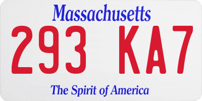 MA license plate 293KA7