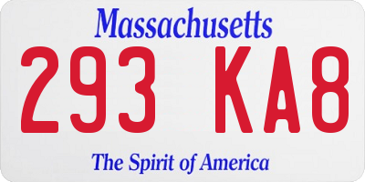 MA license plate 293KA8