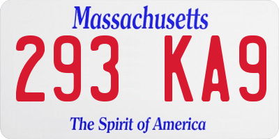 MA license plate 293KA9