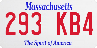 MA license plate 293KB4