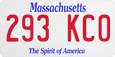 MA license plate 293KC0