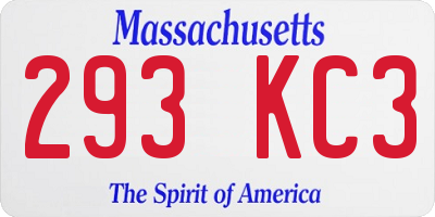 MA license plate 293KC3
