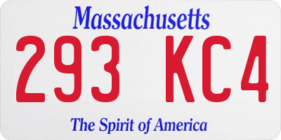 MA license plate 293KC4