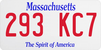 MA license plate 293KC7