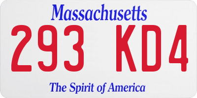 MA license plate 293KD4