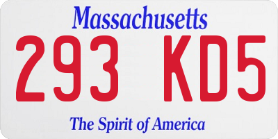 MA license plate 293KD5