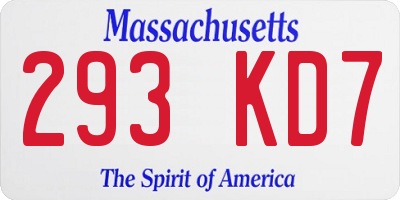 MA license plate 293KD7