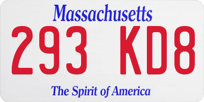 MA license plate 293KD8