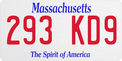 MA license plate 293KD9