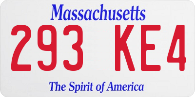 MA license plate 293KE4