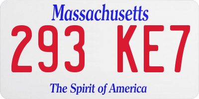 MA license plate 293KE7