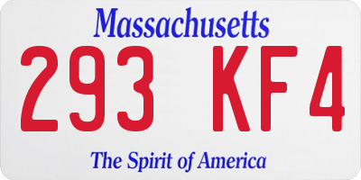 MA license plate 293KF4