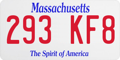 MA license plate 293KF8