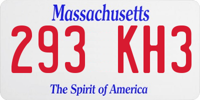 MA license plate 293KH3