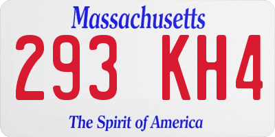 MA license plate 293KH4