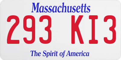 MA license plate 293KI3