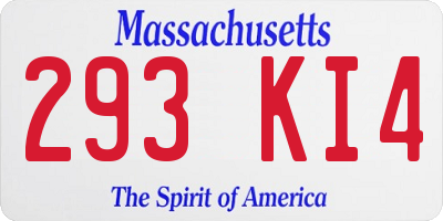 MA license plate 293KI4