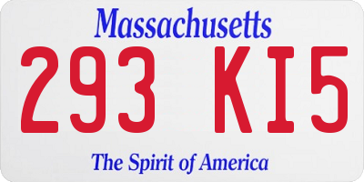 MA license plate 293KI5