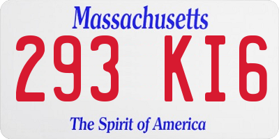 MA license plate 293KI6
