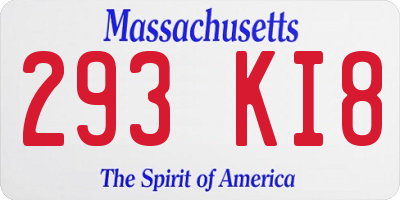 MA license plate 293KI8