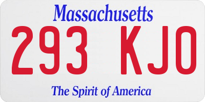 MA license plate 293KJ0