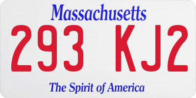 MA license plate 293KJ2