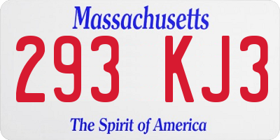 MA license plate 293KJ3