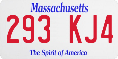 MA license plate 293KJ4