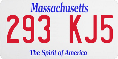 MA license plate 293KJ5