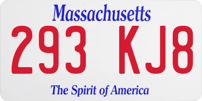 MA license plate 293KJ8