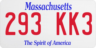 MA license plate 293KK3