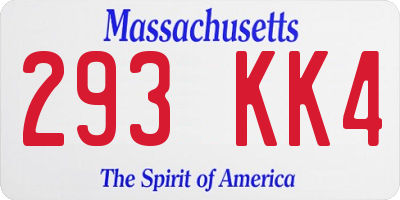 MA license plate 293KK4