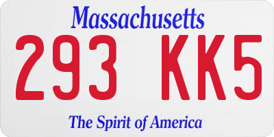 MA license plate 293KK5