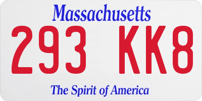 MA license plate 293KK8