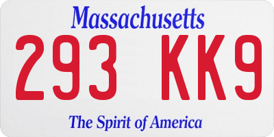 MA license plate 293KK9