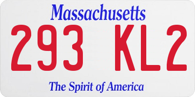 MA license plate 293KL2