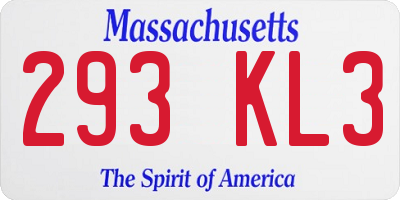 MA license plate 293KL3