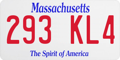 MA license plate 293KL4