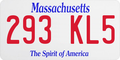 MA license plate 293KL5