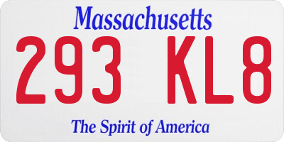 MA license plate 293KL8