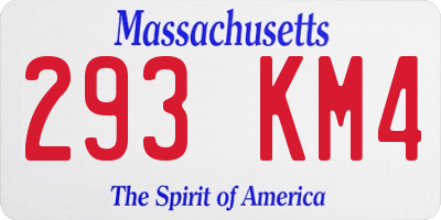MA license plate 293KM4