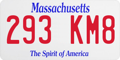 MA license plate 293KM8