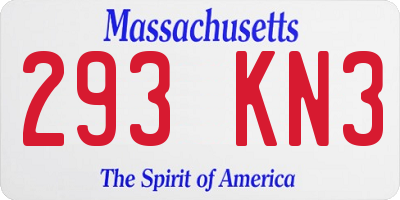 MA license plate 293KN3
